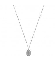 Classic God Coin Pendant Stainless Steel Necklace - Silver