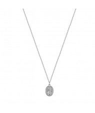 Classic God Coin Pendant Stainless Steel Necklace - Silver