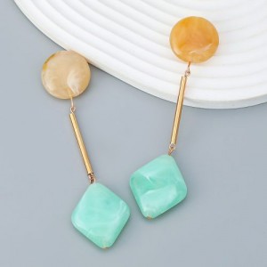 U. S. Fashion Geometric Element Design Wholesale Women Dangle Resin Earrings - Green