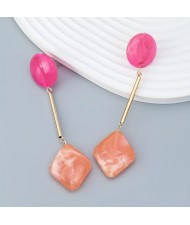 U. S. Fashion Geometric Element Design Wholesale Women Dangle Resin Earrings - Orange