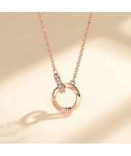 The Mobius Ring Pendant 925 Sterling Silver Wholesale Necklace - Rose Gold with White