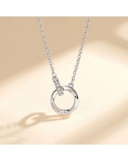 The Mobius Ring Pendant 925 Sterling Silver Wholesale Necklace - Rose Gold with White