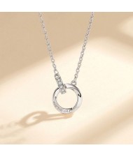 The Mobius Ring Pendant 925 Sterling Silver Wholesale Necklace - Silver with White