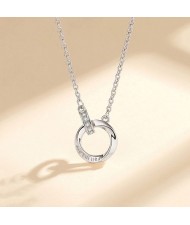 The Mobius Ring Pendant 925 Sterling Silver Wholesale Necklace - Rose Gold with White