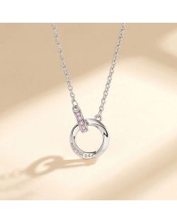 The Mobius Ring Pendant 925 Sterling Silver Wholesale Necklace - Rose Gold with Pink