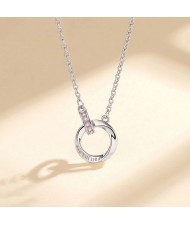 The Mobius Ring Pendant 925 Sterling Silver Wholesale Necklace - Rose Gold with Pink