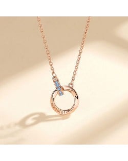The Mobius Ring Pendant 925 Sterling Silver Wholesale Necklace - Silver with Pink