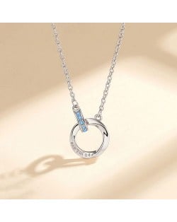 The Mobius Ring Pendant 925 Sterling Silver Wholesale Necklace - Rose Gold  with Blue