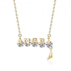 Unique Design Angle Letter Pendant 925 Sterling Silver Necklace