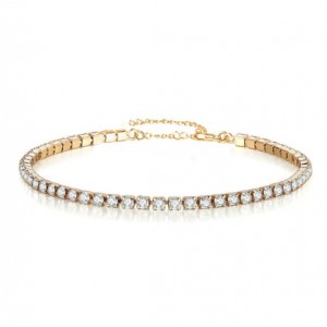 Shining Crystal Embellished Minimalist Design Stainless Steel Bracelet - Golden