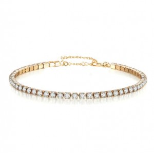 Shining Crystal Embellished Minimalist Design Stainless Steel Bracelet - Golden