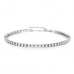 Shining Crystal Embellished Minimalist Design Stainless Steel Bracelet - Silver
