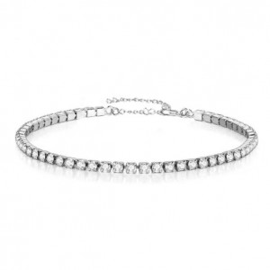 Shining Crystal Embellished Minimalist Design Stainless Steel Bracelet - Silver