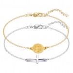 Mixed Colors Cross and God Pendants Dual Layer Easter Fashion Bracelets Combo