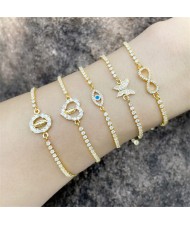 Mixed Colors Cross and God Pendants Dual Layer Easter Fashion Bracelets Combo