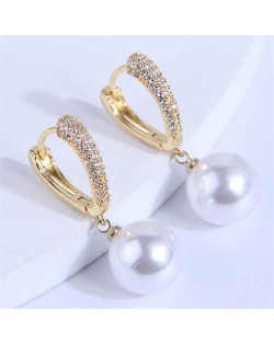 Shining Rhinestone Embellished Dangle Pearl Design Women Wholesale Ear Clips