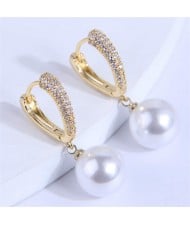 Shining Rhinestone Embellished Dangle Pearl Design Women Wholesale Ear Clips