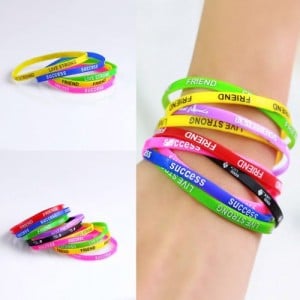 (10 Pcs Set)Simple Design Sport Style Fashion Colorful Silicone  Bracelet Set