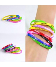 (10 Pcs Set)Simple Design Sport Style Fashion Colorful Silicone  Bracelet Set