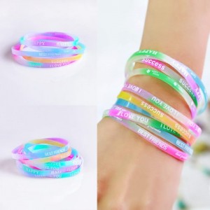 (10 Pcs Set)Popular Candy Color Letter Silicone Wholesale Women Sport Bracelet Set