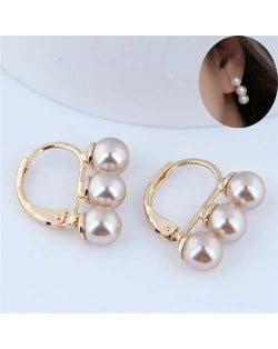 Pearl Fashion Graceful Wholesale Costume Copper Ear Clips - Brown