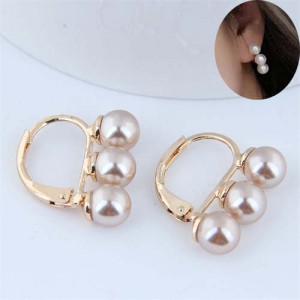 Pearl Fashion Graceful Wholesale Costume Copper Ear Clips - Brown
