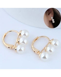 Pearl Fashion Graceful Wholesale Costume Copper Ear Clips - White