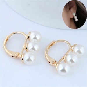 Pearl Fashion Graceful Wholesale Costume Copper Ear Clips - White