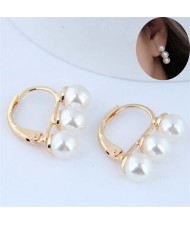 Pearl Fashion Graceful Wholesale Costume Copper Ear Clips - White