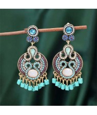 Delicate Rhinestone Embellished Boho Fashion Dangle Tassels Wholesale Women Stud Earrings