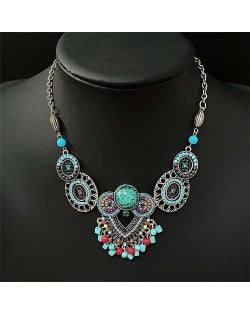 Boho Fashion Flowers Pendants Wholesale Chunky Statement Necklace