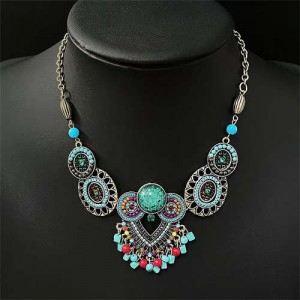 Boho Fashion Flowers Pendants Wholesale Chunky Statement Necklace