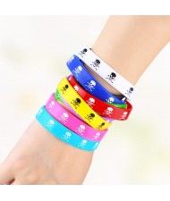 (9 Pcs Set) Individual Fashion Skull Design Multicolor Silicone Wholesale Sport Bracelet Set