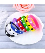 (8 Pcs Set) Individual Fashion Heart Design Multicolor Silicone Wholesale Sport Bracelet Set