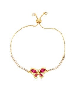 Lovely Butterfly Pendant Wholesale Women Copper Bracelet - Red