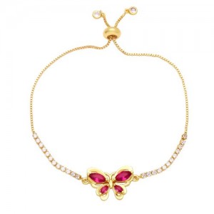 Lovely Butterfly Pendant Wholesale Women Copper Bracelet - Red