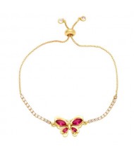 Lovely Butterfly Pendant Wholesale Women Copper Bracelet - Red