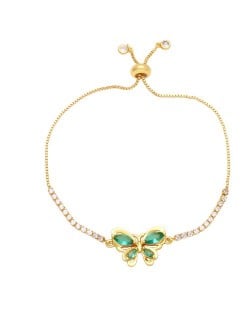 Lovely Butterfly Pendant Wholesale Women Copper Bracelet - Green