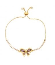 Lovely Butterfly Pendant Wholesale Women Copper Bracelet - Purple