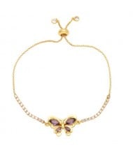 Lovely Butterfly Pendant Wholesale Women Copper Bracelet - Purple