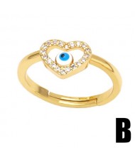 (3 Options) 1 Piece Classic Blue Color Eye Design Open-end Copper Ring