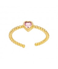 (6 Options) 1 Piece Simple Design Sweet Mini Heart Open-end Women Copper Ring