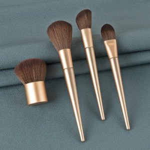 (4 PCS Set) Champagne Gold Color Handle Fashion Design Blush Makeup Brush