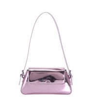 Simple Design U.S. Fashion Bright Surface PU Women Shoulder Bag -Pink