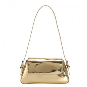 Simple Design U.S. Fashion Bright Surface PU Women Shoulder Bag -Golden