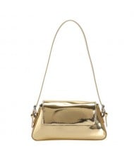 Simple Design U.S. Fashion Bright Surface PU Women Shoulder Bag -Golden