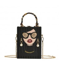 Fashion Box Shape Design Mobile Phone Bag Women Personalized Bag - Black