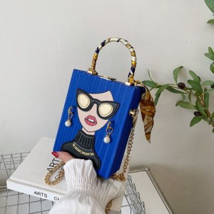 Fashion Box Shape Design Mobile Phone Bag Women Personalized Bag - Blue