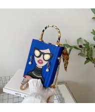 Fashion Box Shape Design Mobile Phone Bag Women Personalized Bag - Blue