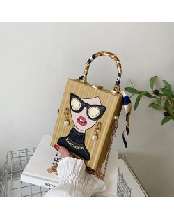 Fashion Box Shape Design Mobile Phone Bag Women Personalized Bag - Blue